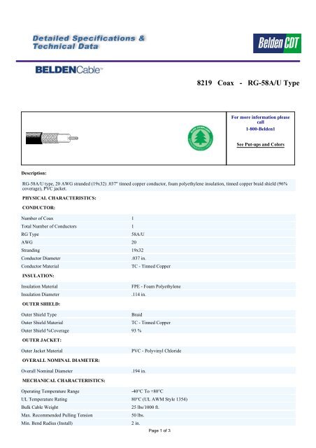 8219 Coax - RG-58A/U Type