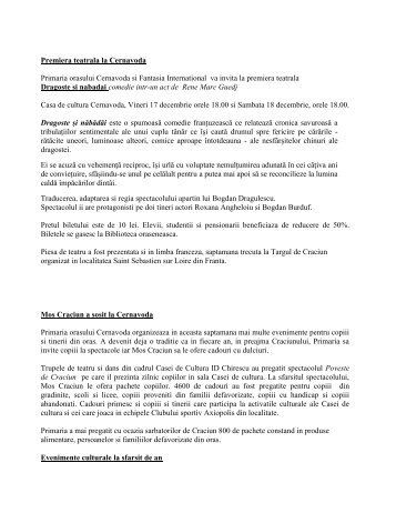 Comunicate de presa 2010 - Primaria Cernavoda
