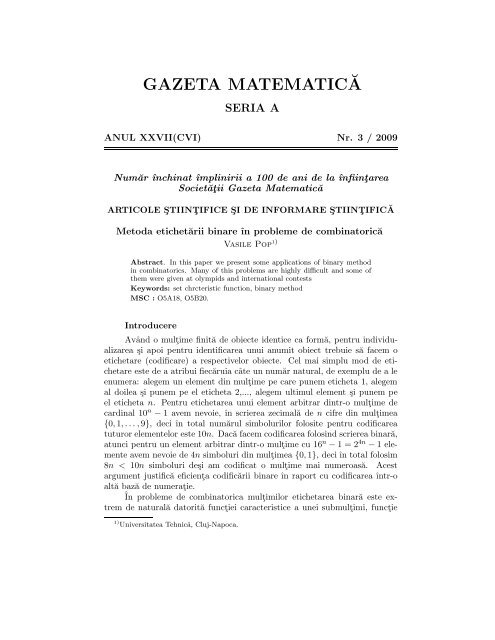 GAZETA MATEMATICË˜A - SSMR