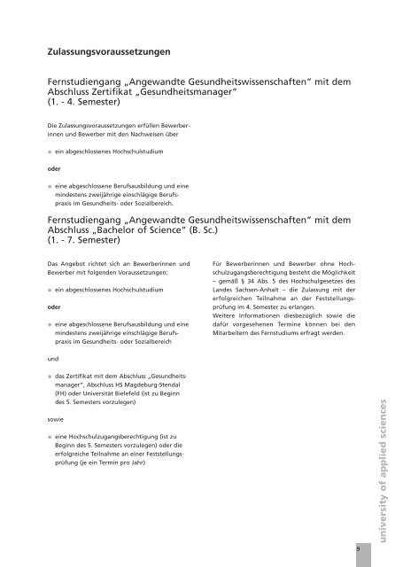 Angewandte Gesundheitswissenschaften Fernstudiengang