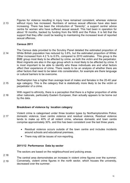 Serious acquisitive crime, violent crime and community safety