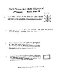 2008' Shoreline Math Olympiad 4th Grade Team Test #1