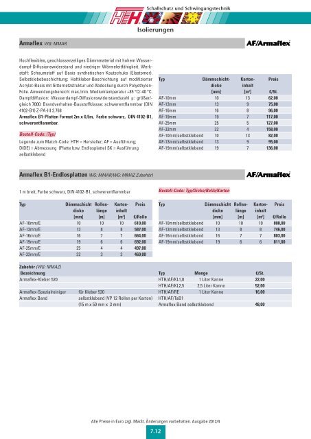 Technische Preisliste Kapitel 07 - 2012/04 - Giesen GmbH ...