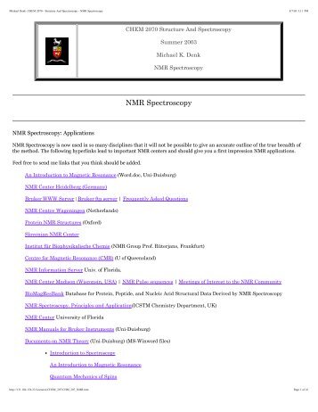 NMR Spectroscopy - Denk Group - University of Guelph
