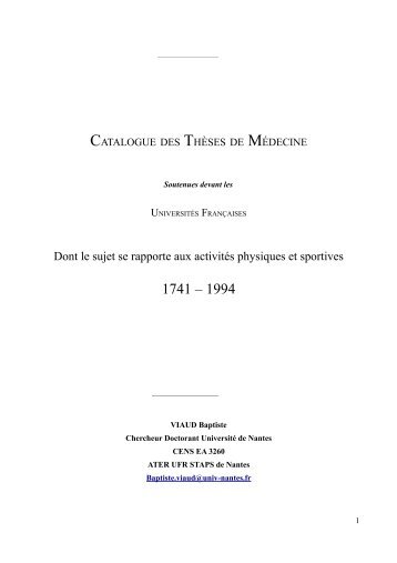 catalogue des thèses de médecine du sport 780 Ko - Bibliothèque ...