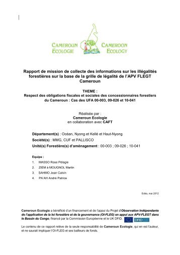 Rapport Narratif CamEco-Cameroun-version pour ... - Forests Monitor