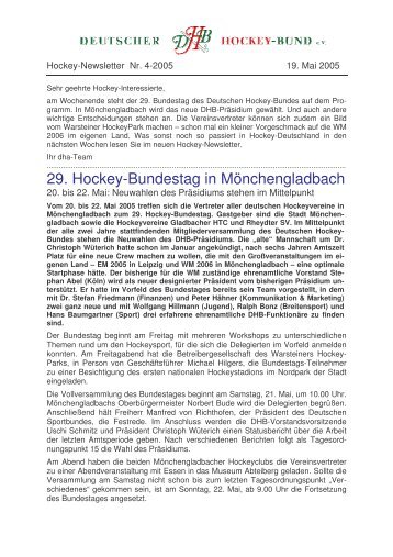 29. Hockey-Bundestag in Mönchengladbach - zum HTC Stuttgarter ...