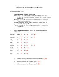 Worksheet 25 - Oxidation/Reduction Reactions Oxidation number ...