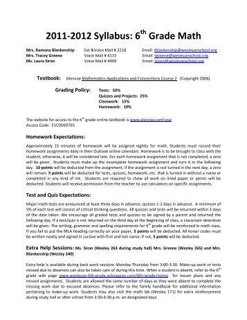 6th math syllabus 2011-12.pdf - Wesleyan-6th-grade - Wikispaces