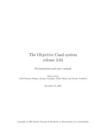 The Objective Caml system release 3.04 - The Caml language - Inria