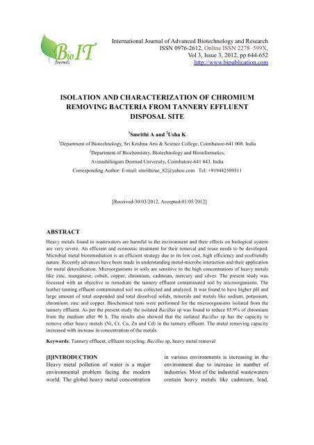 isolation and characterization of chromium removing bacteria from ...