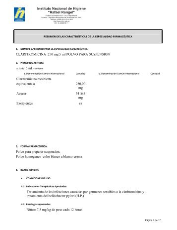 CLARITROMICINA 250 mg/5 ml POLVO PARA SUSPENSION ...