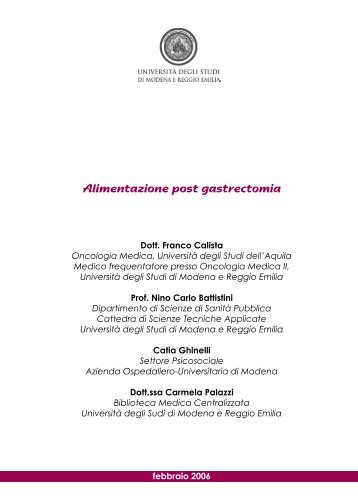 Alimentazione post gastrectomia - angela serra