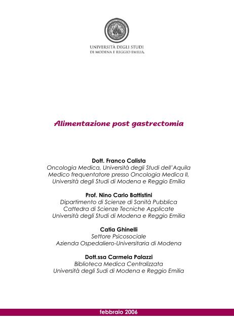 Alimentazione post gastrectomia - angela serra