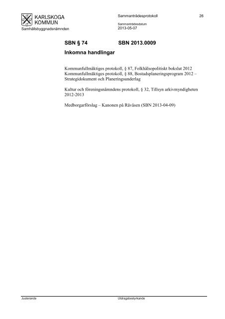 Samhällsbyggnadsnämndens protokoll 2013-05-07.pdf - Karlskoga ...