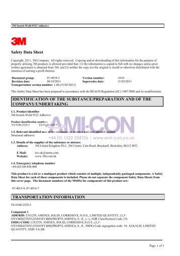 Safety Data Sheet IDENTIFICATION OF THE ... - AMI-CON