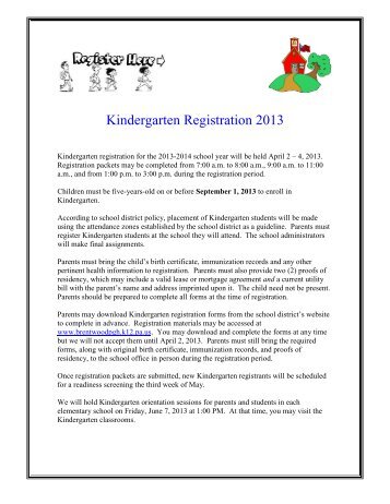 Kindergarten registration forms - Brentwood Borough School District