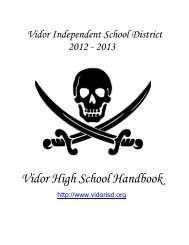 Vidor High School Handbook - Vidor Independent School District