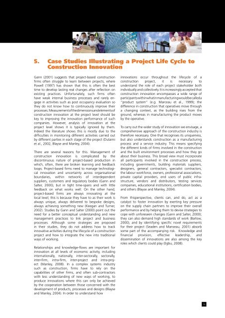 Innovation in Construction A Project Life Cycle Approach