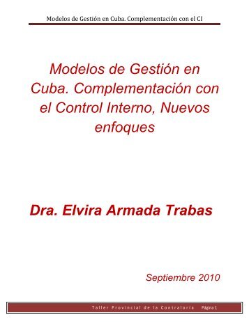 Modelos de GestiÃ³n en Cuba. ComplementaciÃ³n - Gestiopolis