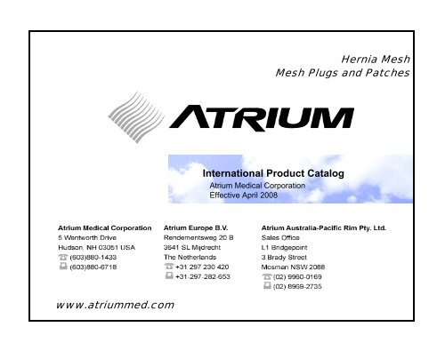 International Product Catalog - Atrium Medical Corporation