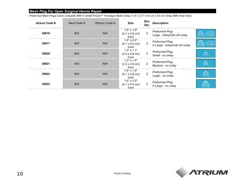 International Product Catalog - Atrium Medical Corporation