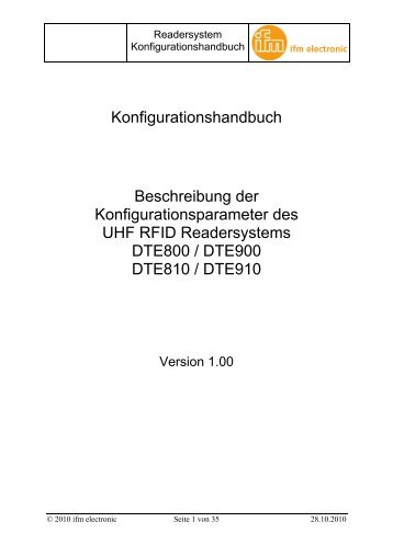 Programmhandbuch; ErgÃ¤nzung (deutsch) Reader ... - IFM Electronic