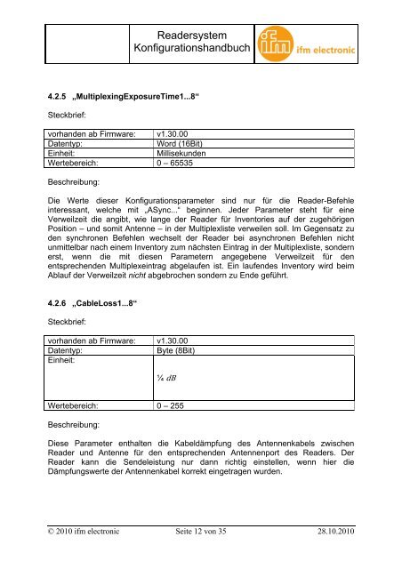 Programmhandbuch; ErgÃ¤nzung (deutsch) Reader ... - IFM Electronic