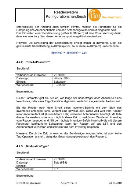 Programmhandbuch; ErgÃ¤nzung (deutsch) Reader ... - IFM Electronic