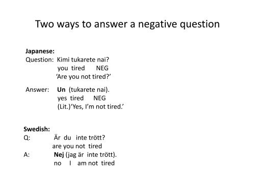 How to Answer a Negative Question