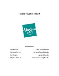 Hasbro Valuation Project - Mark Moore