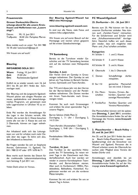 Wauwiler Info Juni 2011 - Gemeinde Wauwil