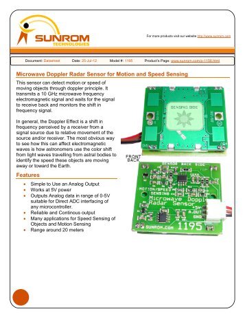 Microwave Doppler Radar Sensor for Motion and Speed Sensing ...