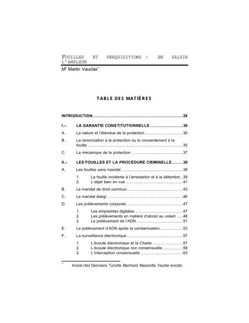Fouilles Et Perquisitions Barreau Du Quebec