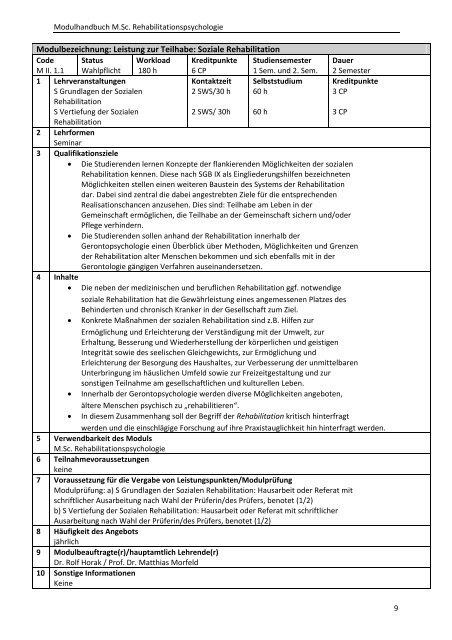 Modulhandbuch M.Sc. Rehabilitationspsychologie - Hochschule ...