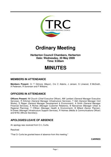 20 May 2009 - Tablelands Regional Council