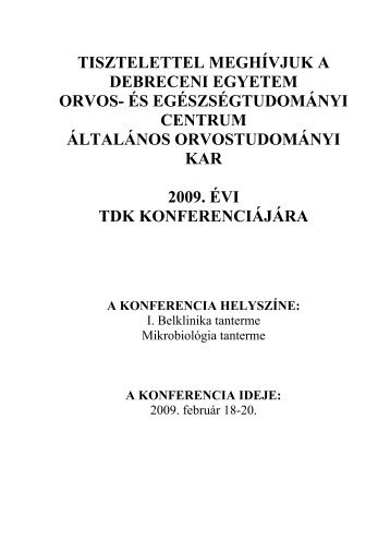 ProgramfÃ¼zet (PDF) - DE OEC TudomÃ¡nyos DiÃ¡kkÃ¶ri TanÃ¡cs