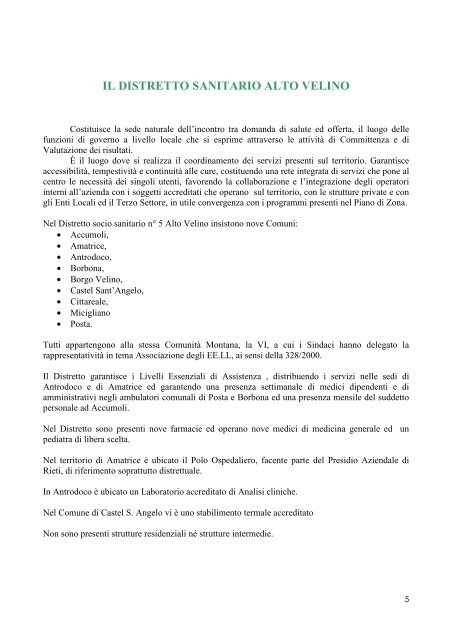 PAD Distretto n. 5 - Azienda USL Rieti