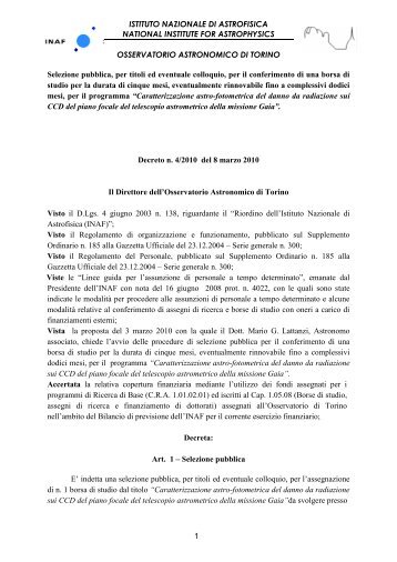 Carta lettereINAF-OATO - Osservatorio Astrofisico di Torino