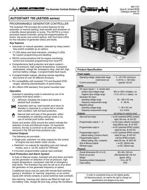 AUTOSTART 705 (AS705S series) - Murphy