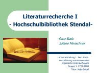 Literaturrecherche I - Hochschule Magdeburg-Stendal