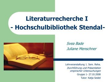 Literaturrecherche I - Hochschule Magdeburg-Stendal