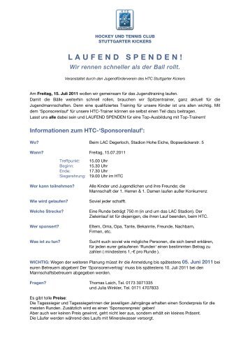 LAUFEND SPENDEN! - zum HTC Stuttgarter Kickers