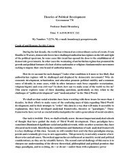 Govt-778: Theories of Political Development - Georgetown University