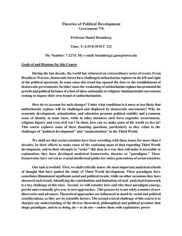 Govt-778: Theories of Political Development - Georgetown University