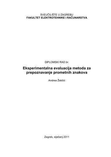 Eksperimentalna evaluacija metoda za prepoznavanje ... - Zemris