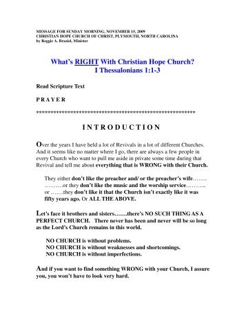 What's Right With Christian Hope Church