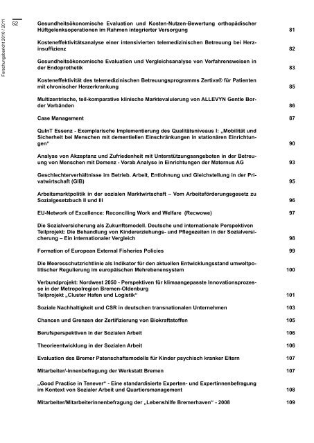 Forschungsbericht 2010 - 2011 - Hochschule Bremen