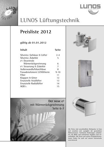 Lunos Preisliste 2012