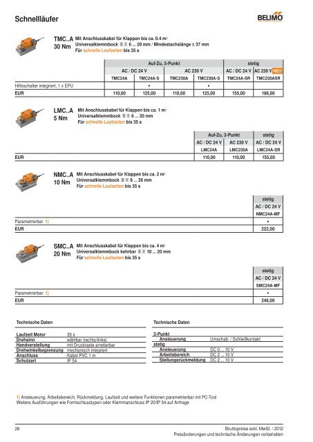 Belimo Preisliste 2012 [pdf]